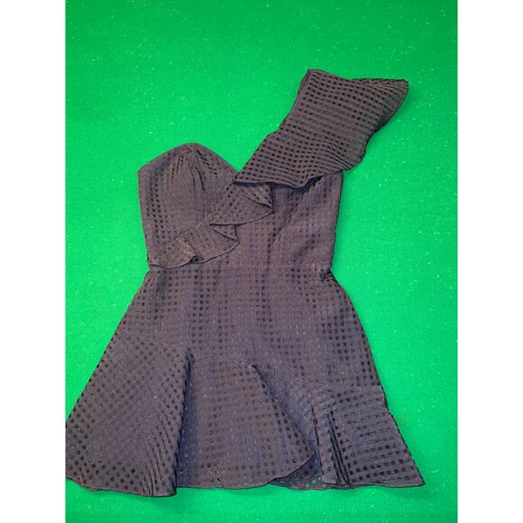 Amanda Uprichard Dresses & Skirts - Amanda Uprichard Vanderbilt Ruffled One-Shoulder Mini Dress Navy Size S Rare